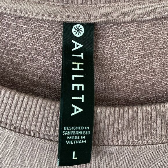 Athleta Mindset Textured Sweatshirt Sz L Dusty Pink Very Soft Modal Worm Quality - Picture 6 of 12